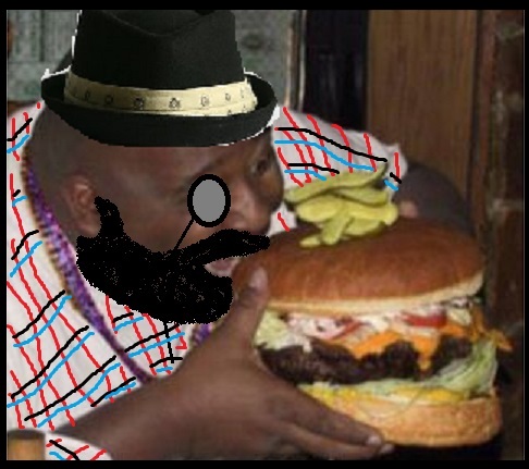 Fat Black Guy Eating Hamburger 53